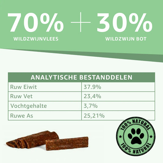 Wildzwijn strips 6 stuks | Woef Woef Snacks